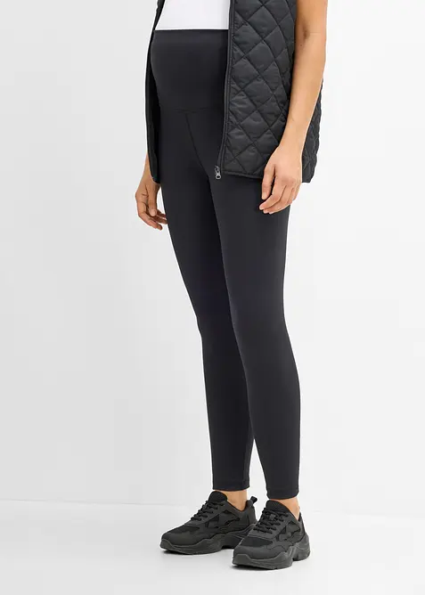 Schlichte Umstandsleggings aus Funktionsmaterial in schwarz von vorne - bonprix