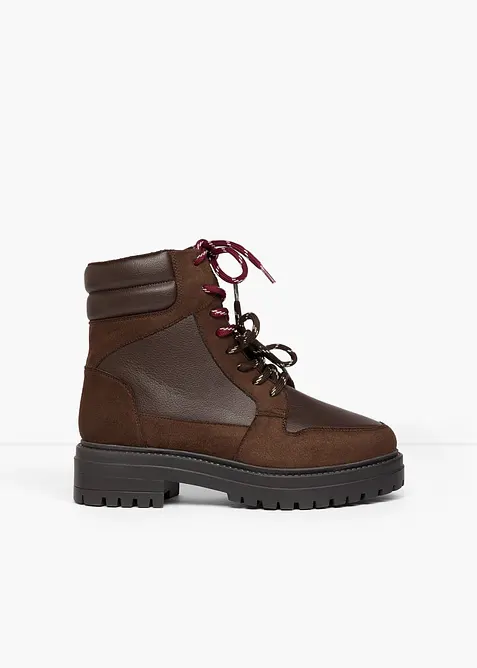 Schnürboots mit Profilsohle in braun - bonprix
