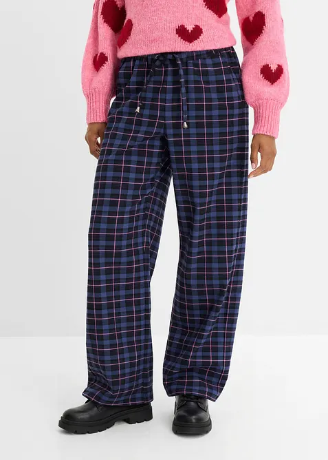 Hose in Wolloptik mit Bequembund in blau von vorne - bonprix