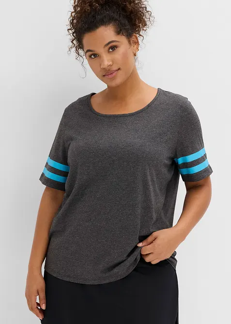 Leichtes Sport-Shirt (2er Pack) in grau von vorne (im Anschnitt) - bonprix
