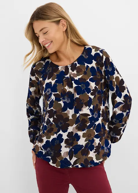 Shirt aus fließender Viskose in blau von vorne (im Anschnitt) - bonprix