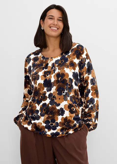 Shirt aus fließender Viskose in blau von vorne (im Anschnitt) - bonprix