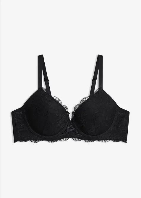 Schalen-BH mit zarter Spitze in schwarz von vorne - bonprix