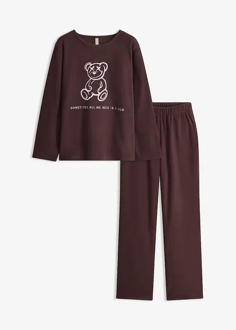 Loungewear Fleece Hausanzug in lila von vorne - bonprix