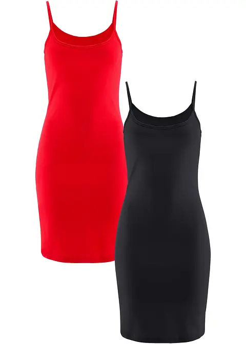 Trägerkleid aus reiner Baumwolle (2er Pack) in rot von vorne - bonprix