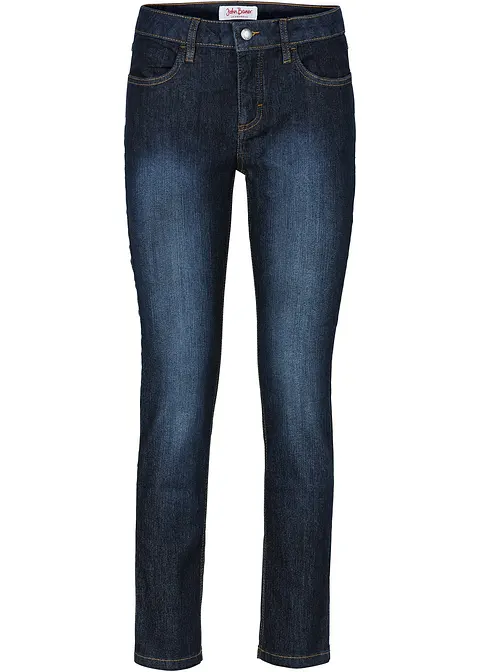 Slim Fit Jeans Mid Waist, cropped in blau von vorne - bonprix