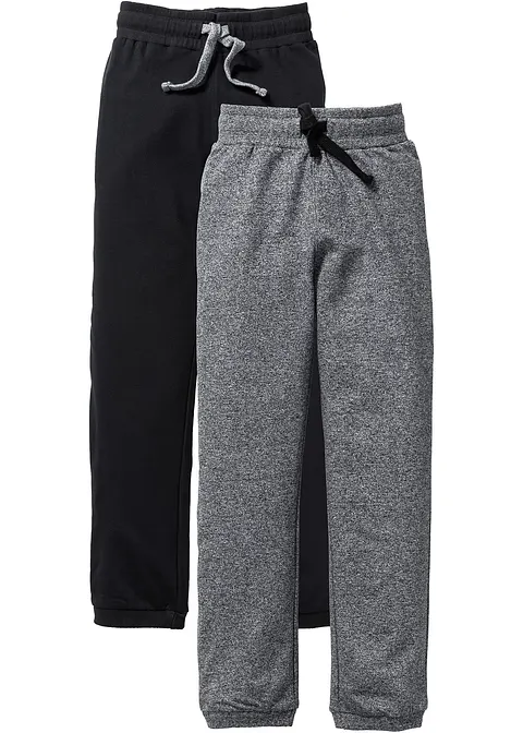 Jogginghose aus reiner Baumwolle (2er Pack) in schwarz von vorne - bonprix