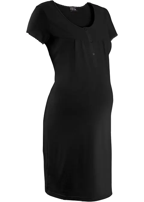 Still-Nachthemd mit Bio-Baumwolle in schwarz - bonprix