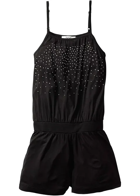 Mädchen Jumpsuit mit Nieten in schwarz von vorne - bonprix