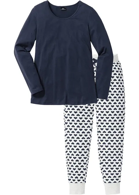 Pyjama in blau von vorne - bonprix