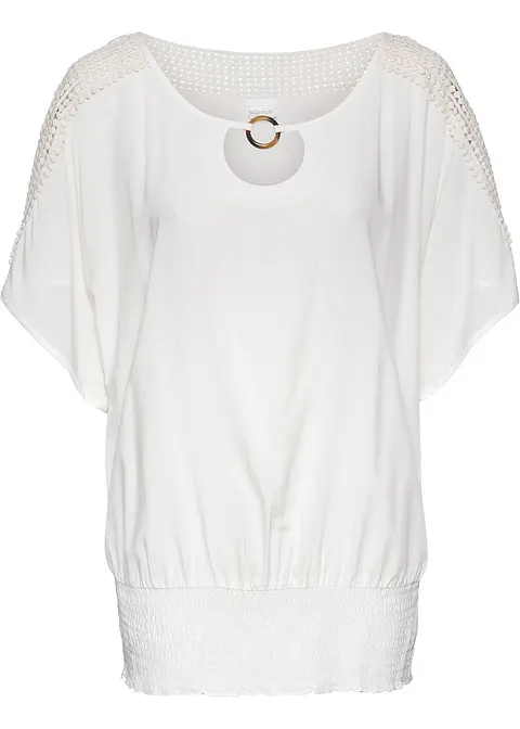 Bluse mit Spitze in weiß von vorne - bonprix