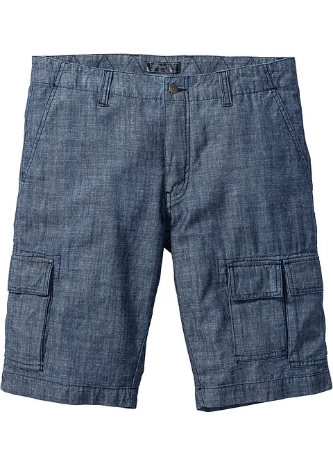 Loose Fit Cargo-Bermuda aus reiner Baumwolle in blau von vorne - bonprix