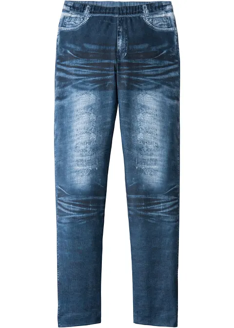 Leggings mit Denimdruck in blau von vorne - bonprix
