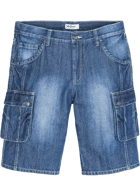 Cargo-Jeans-Bermuda Regular Fit in blau von vorne - bonprix