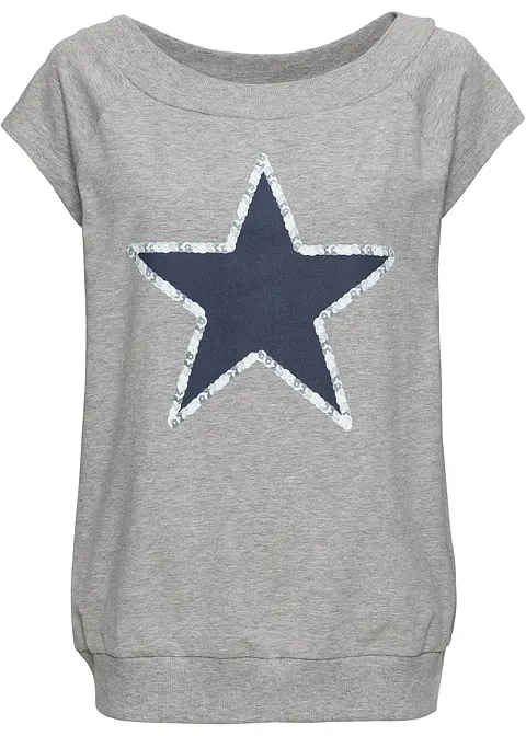 Shirt mit Sternenprint in grau - bonprix