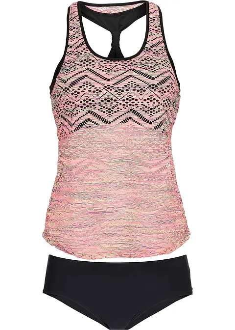 Tankini (2-tlg. Set) in pink von vorne - bonprix