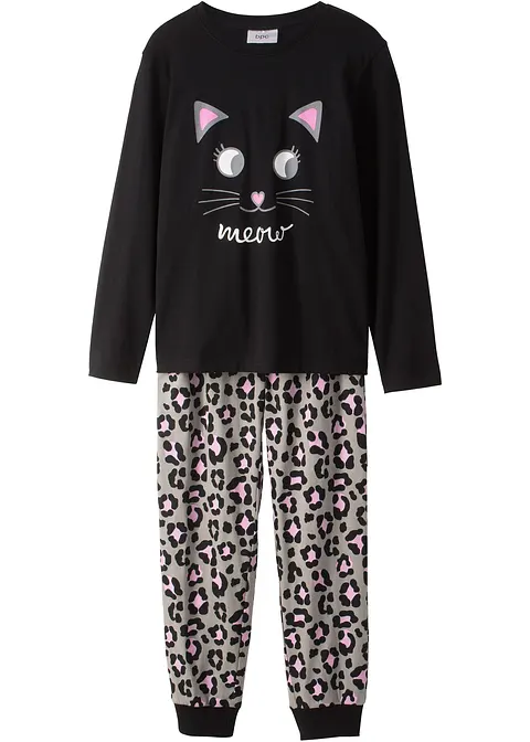 Pyjama (2-tlg. Set) in grau von vorne - bonprix