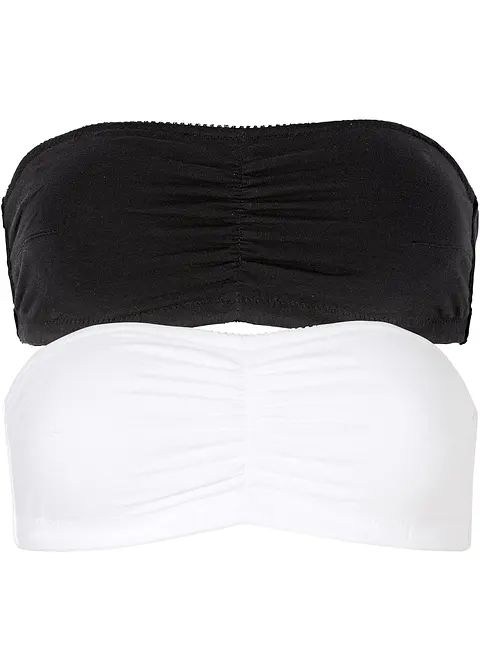 Bandeau BH (Cup A und B) mit Bio-Baumwolle (2er Pack) in schwarz - bonprix