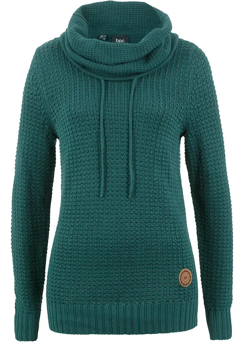 Rollkragenpullover mit Kordeln in grün von vorne - bonprix