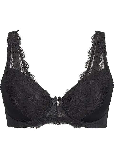Schalen-BH mit zarter Spitze in schwarz von vorne - bonprix