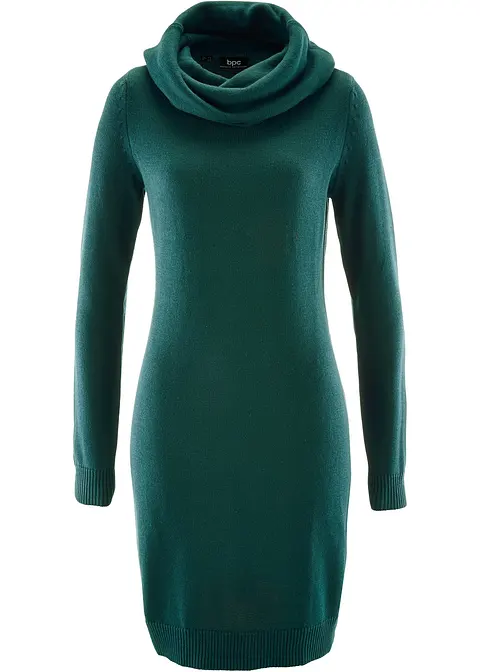 Strickkleid mit Rollkragen in petrol von vorne - bpc bonprix collection