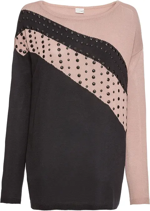 Pullover mit Applikation in schwarz von vorne - bonprix