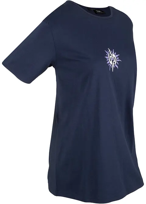 Shirt aus reiner Baumwolle in blau von vorne - bonprix