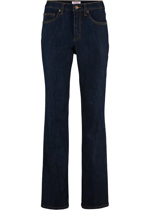 Wide Leg Jeans High Waist, Stretch in blau von vorne - bonprix