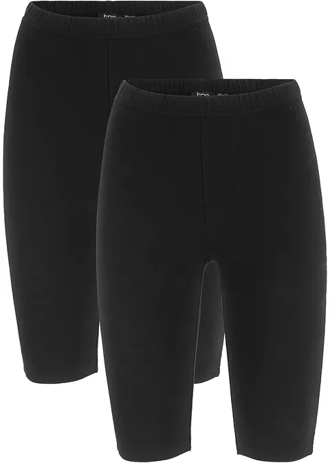 Lange Radlerhose (2er Pack) in schwarz von vorne - bonprix