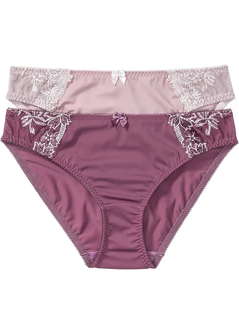 Slip (2er Pack) in lila von vorne - bonprix