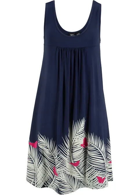 Kurzes Jerseykleid ohne Arm in blau von vorne - bonprix
