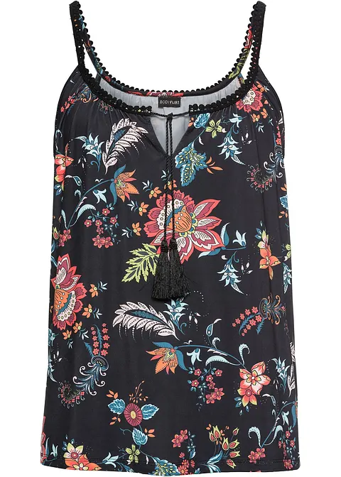 Shirttop mit Blumenprint in schwarz von vorne - bonprix