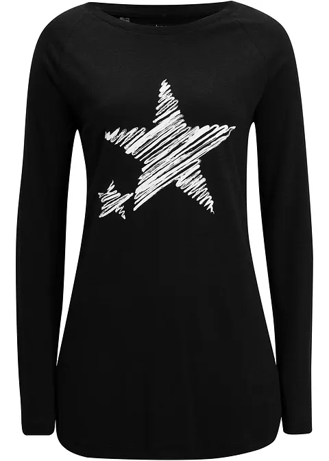 Longshirt in schwarz von vorne - bonprix