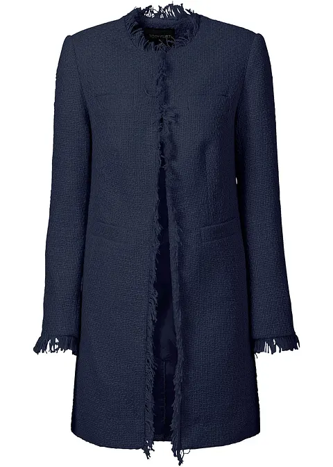 Bouclé-Longblazer in blau von vorne - bonprix