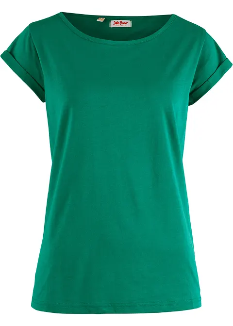 T-Shirt aus Bio-Baumwolle, Kurzarm in grün von vorne - bonprix