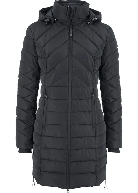 Long-Steppjacke mit Wattierung in schwarz von vorne - bpc bonprix collection