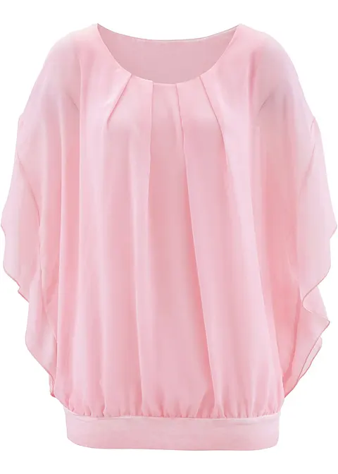 Chiffon- Tunika mit Untertop in rosa von vorne - bonprix