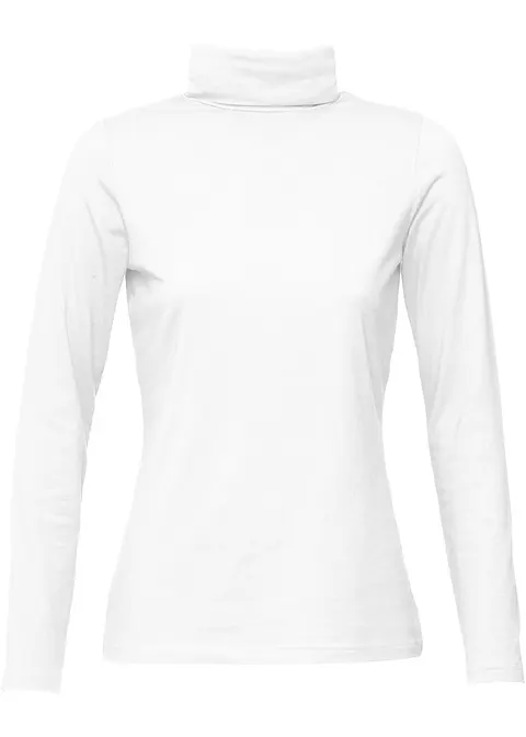 Rollkragen-Stretch-Shirt, Langarm in weiß - bpc bonprix collection