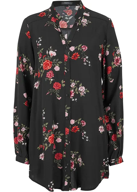 Longbluse aus fließender Viskose in schwarz von vorne - bonprix