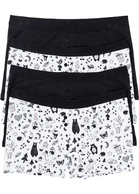 Damen Boxer (4er Pack) in schwarz von vorne - bonprix