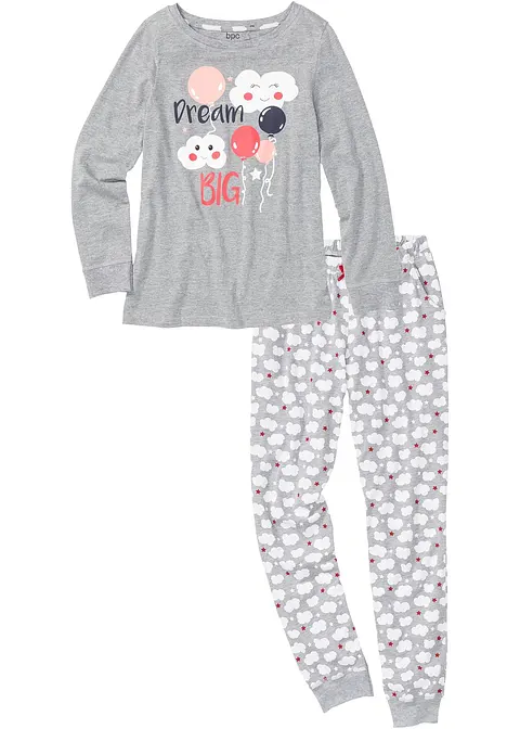 Pyjama in grau von vorne - bonprix