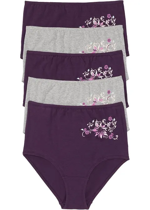 Taillenslip (5er Pack) in lila von vorne - bonprix