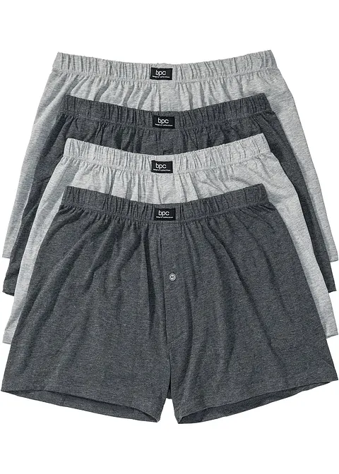 Lockere Jersey Boxershorts (4er Pack) in grau - bonprix