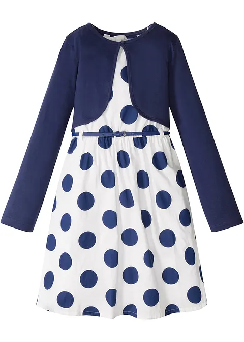 Kleid + Gürtel + Bolero (3-tlg. Set) in weiß von vorne - bonprix