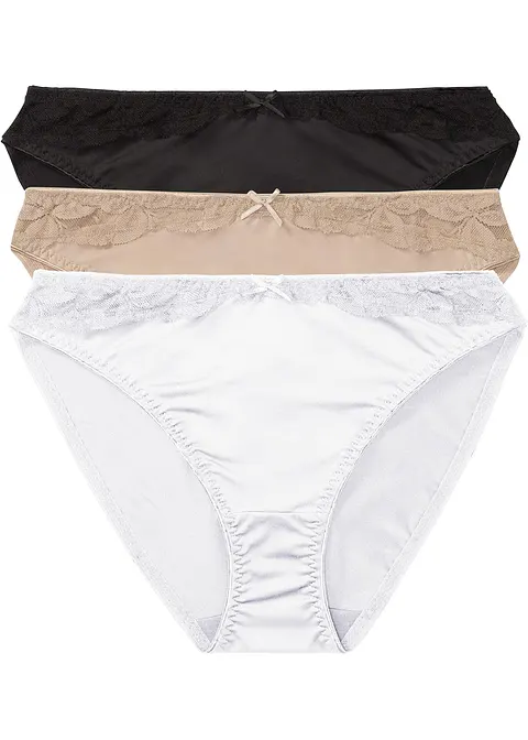 Slip (3er Pack) in schwarz von vorne - bonprix