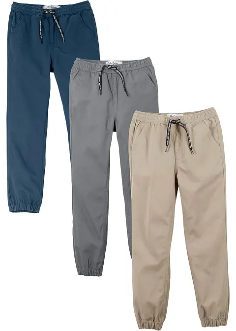 Regular Fit Schlupfhose aus reiner Baumwolle (3er Pack) in blau von vorne - bonprix