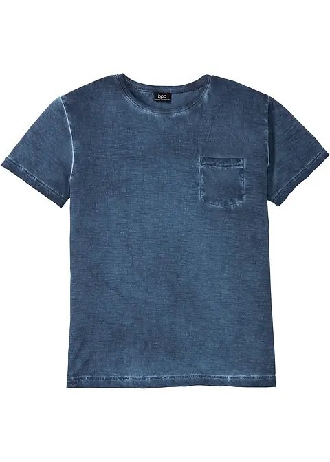 T-Shirt in gewaschener Optik in blau von vorne - bonprix