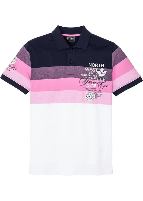 Jersey Poloshirt aus reiner Baumwolle, Kurzarm in blau von vorne - bonprix