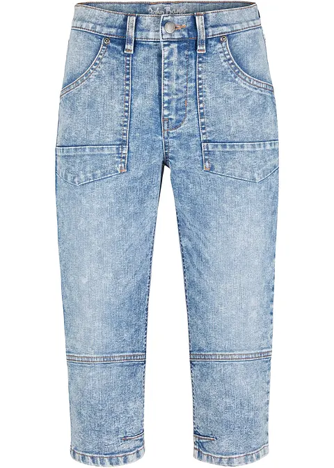 Capri-Komfort-Stretch-Jeans in blau von vorne - bonprix