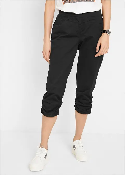 Capri-Hose aus Baumwoll-Mix in schwarz von vorne - bonprix